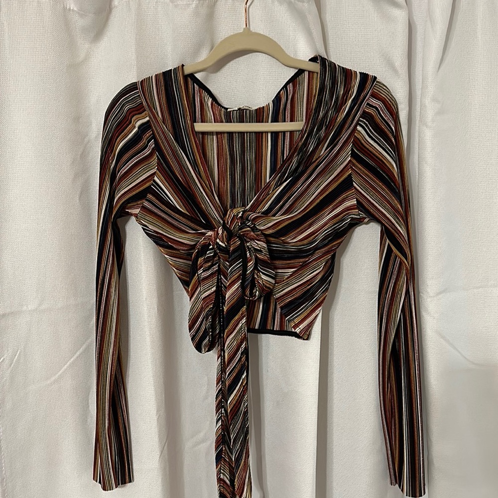 Striped top and flare pant set